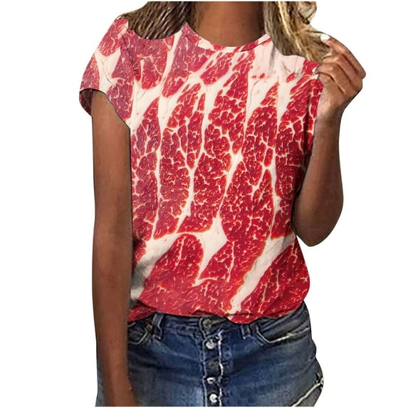 2024 Basic Tunic Blouses Womens Flower Print Short Sleeves Shirts Crew Neck Casual Tops Summer Tops For Women Fashion Cute Funny Tshirts