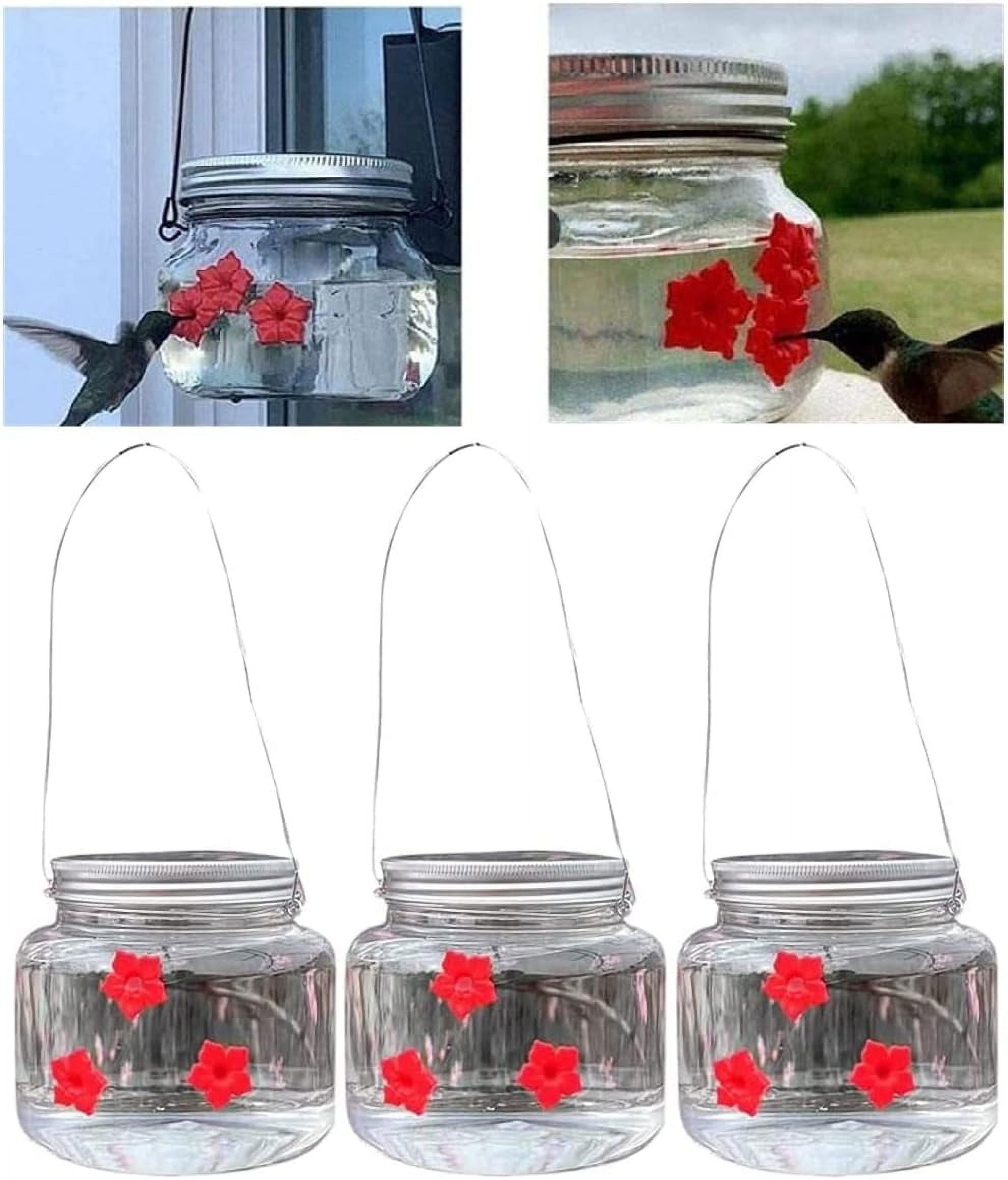2024 Beautiful Mason Jar Hummingbird Feeder with 3 Ports, Hummingbird