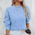 thumbnail image 1 of 2024 Big Clearance Clearance Black and Friday Oversized Sweaters Womens Plus Size Fayshow0 Women'S Casual Round Neck Long Sleeve Sweater Knitted Stripe Loose Blouse Tops, 1 of 1