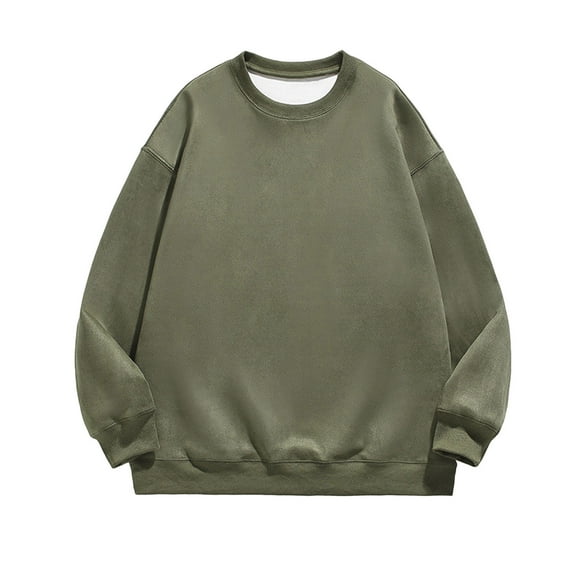 2024 Big and Tall Men's Sweatshirt Plus Size Solid Cozy Pullover Casual Long Sleeve Tops Athletic Fitness Shirts
