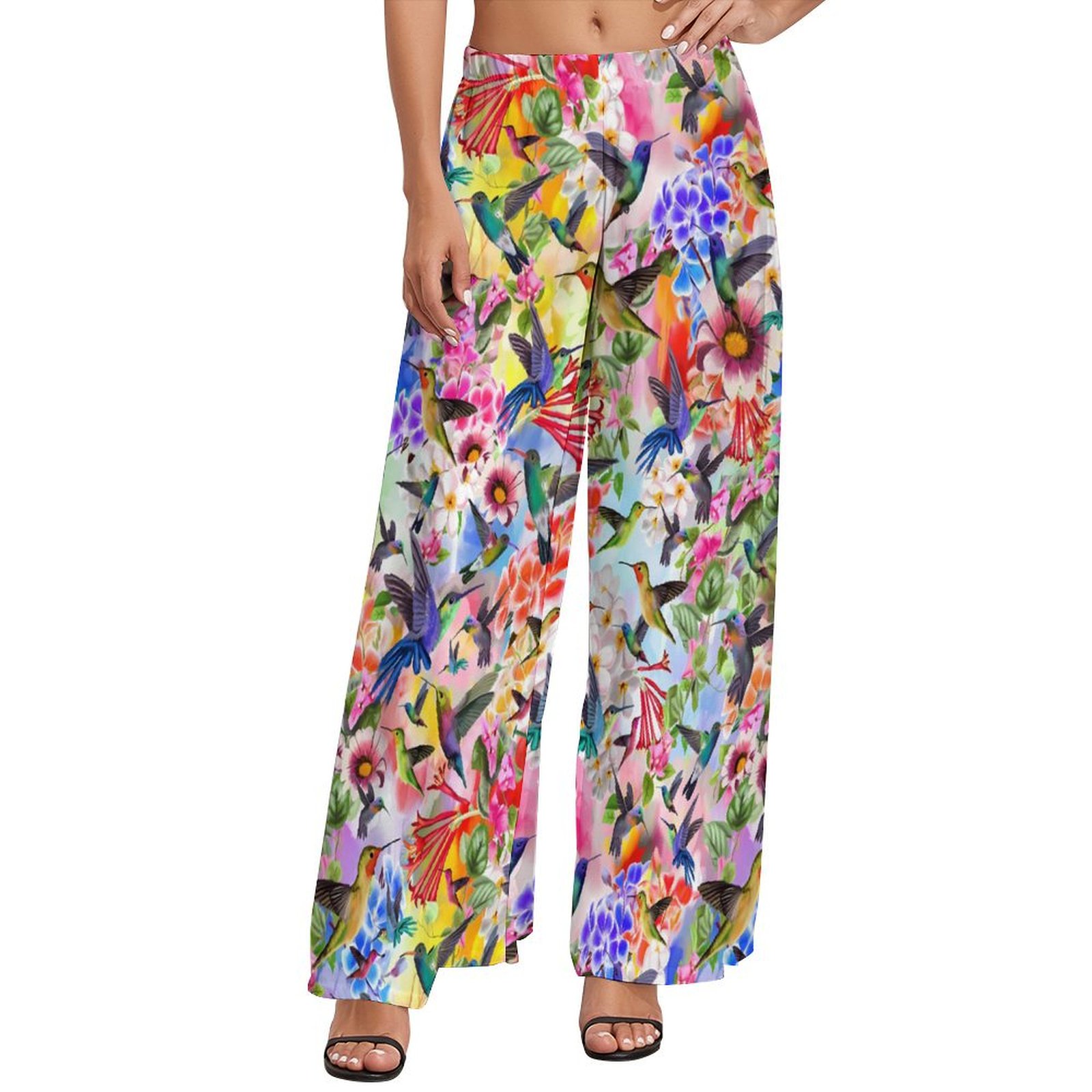 2024 Birds Flower Straight Pants Wren in The Roses Sexy Wide Leg Pants ...