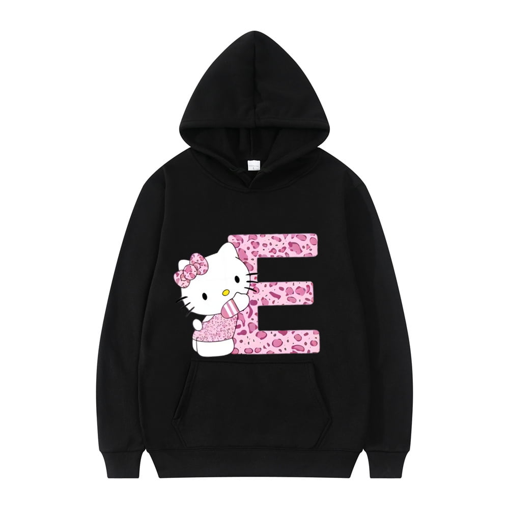 2024 Black Hello Kitty Letter AZ Woman and Men Longsleeved Hoodies