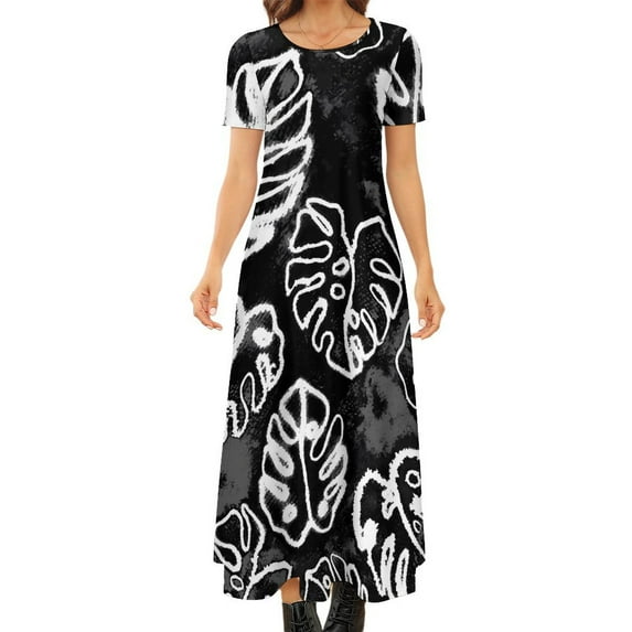 2024 Black Tie Dye Dress Shibori Print Kawaii Maxi Dress Female Short Sleeve Street Wear Bohemia Long Dresses Big Size 6XL 7XL