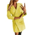 thumbnail image 1 of 2024 Blazers for Women Business Casual Long Blazer Jackets Dressy Work Professional Office Outfits Lapel Pockets Yellow M, 1 of 5