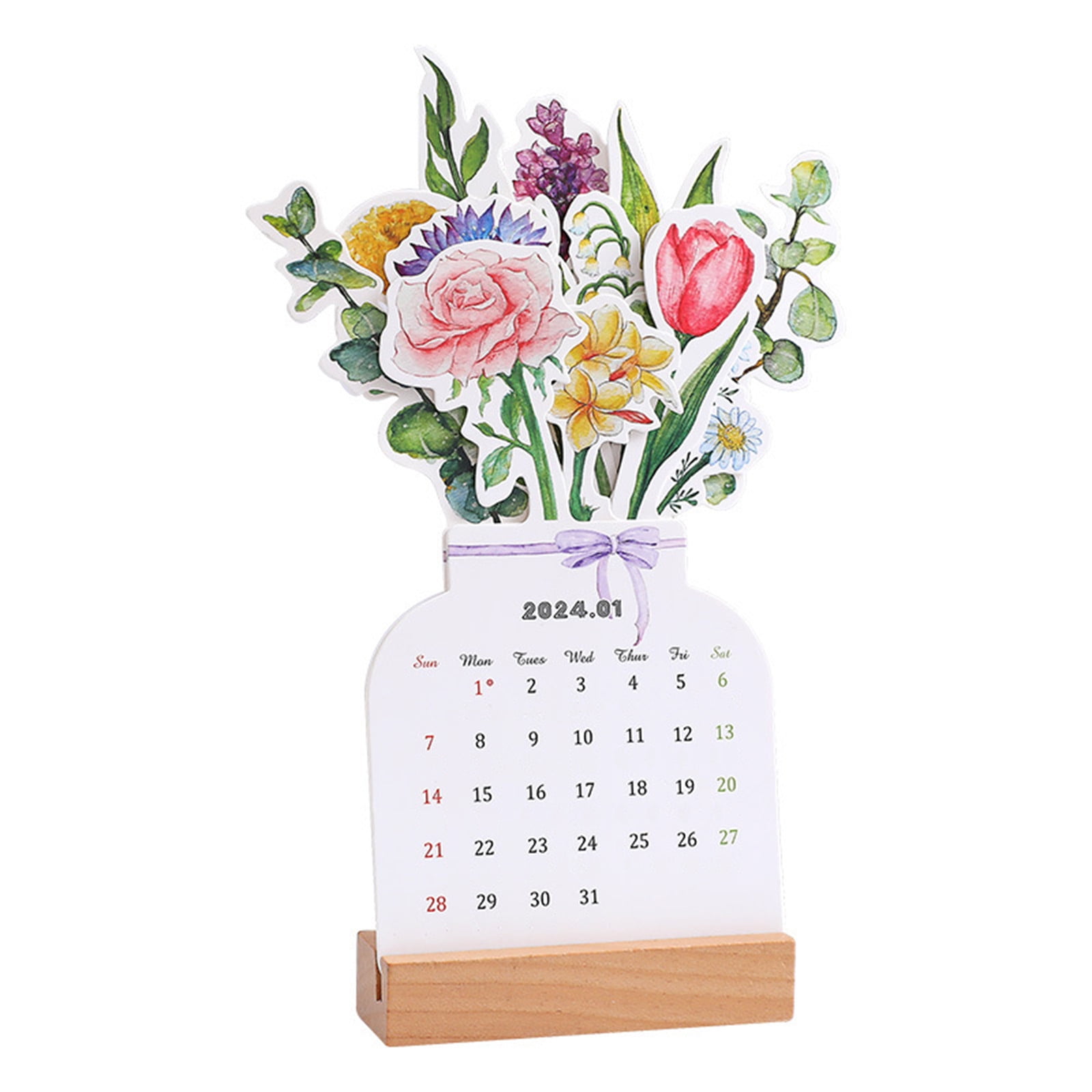 2024 Bloomy Flowers Desk Calendar, Creative Flower Small Desk Calendar