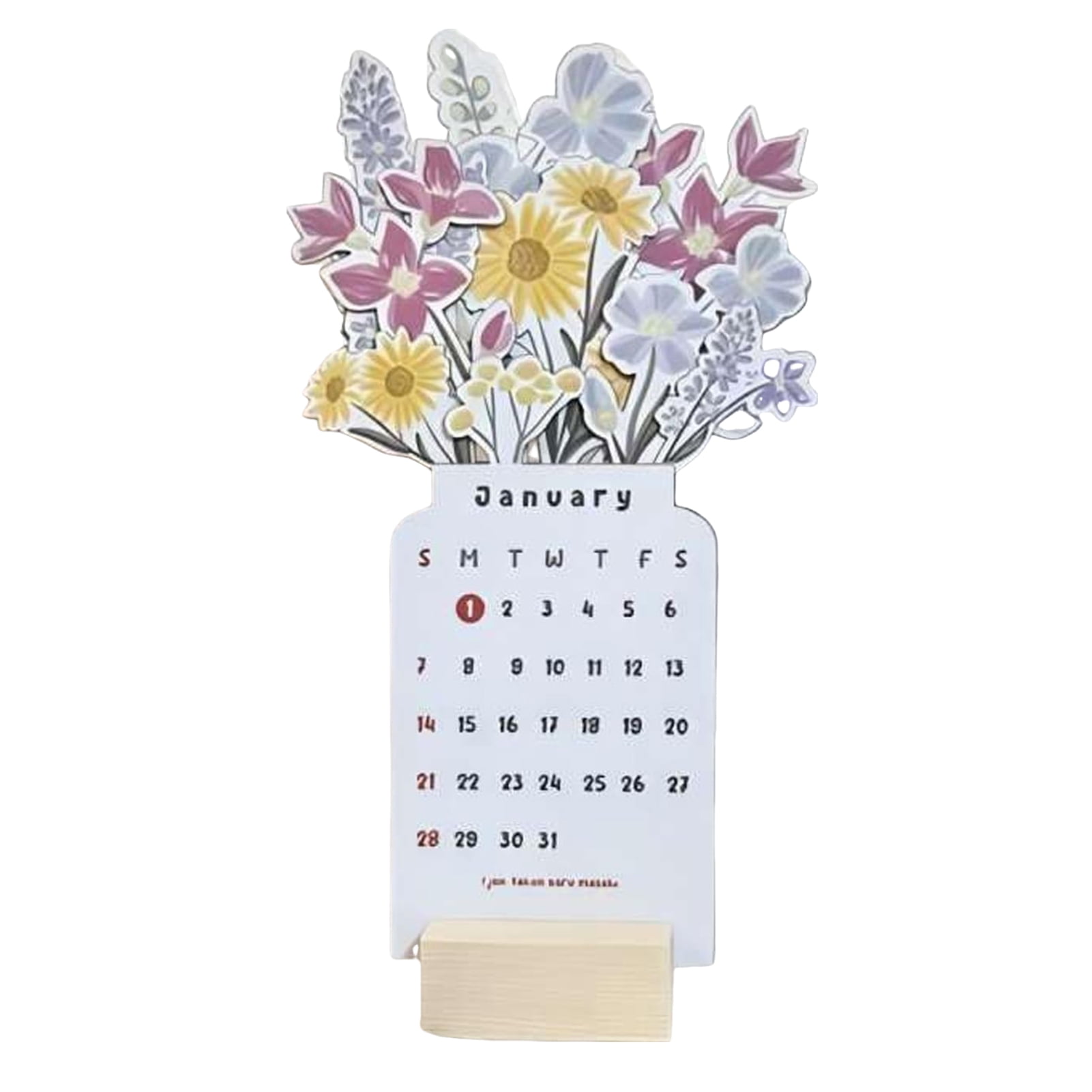 2024 Bloomy Flowers Desk Calendar Floral New Year Monthly Calendar for