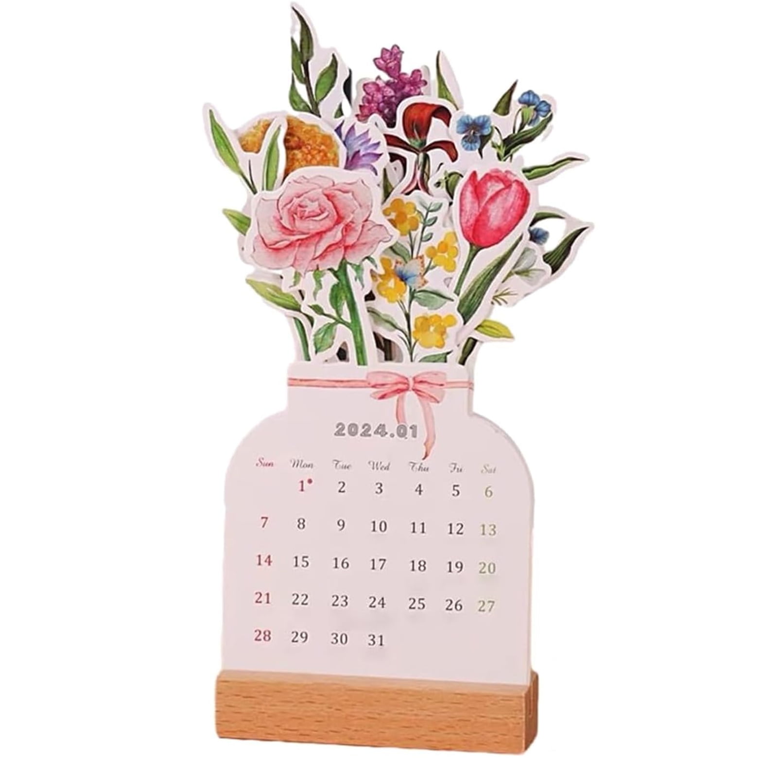2024 Bloomy Flowers Desk Calendar Floral New Year Monthly Calendar for
