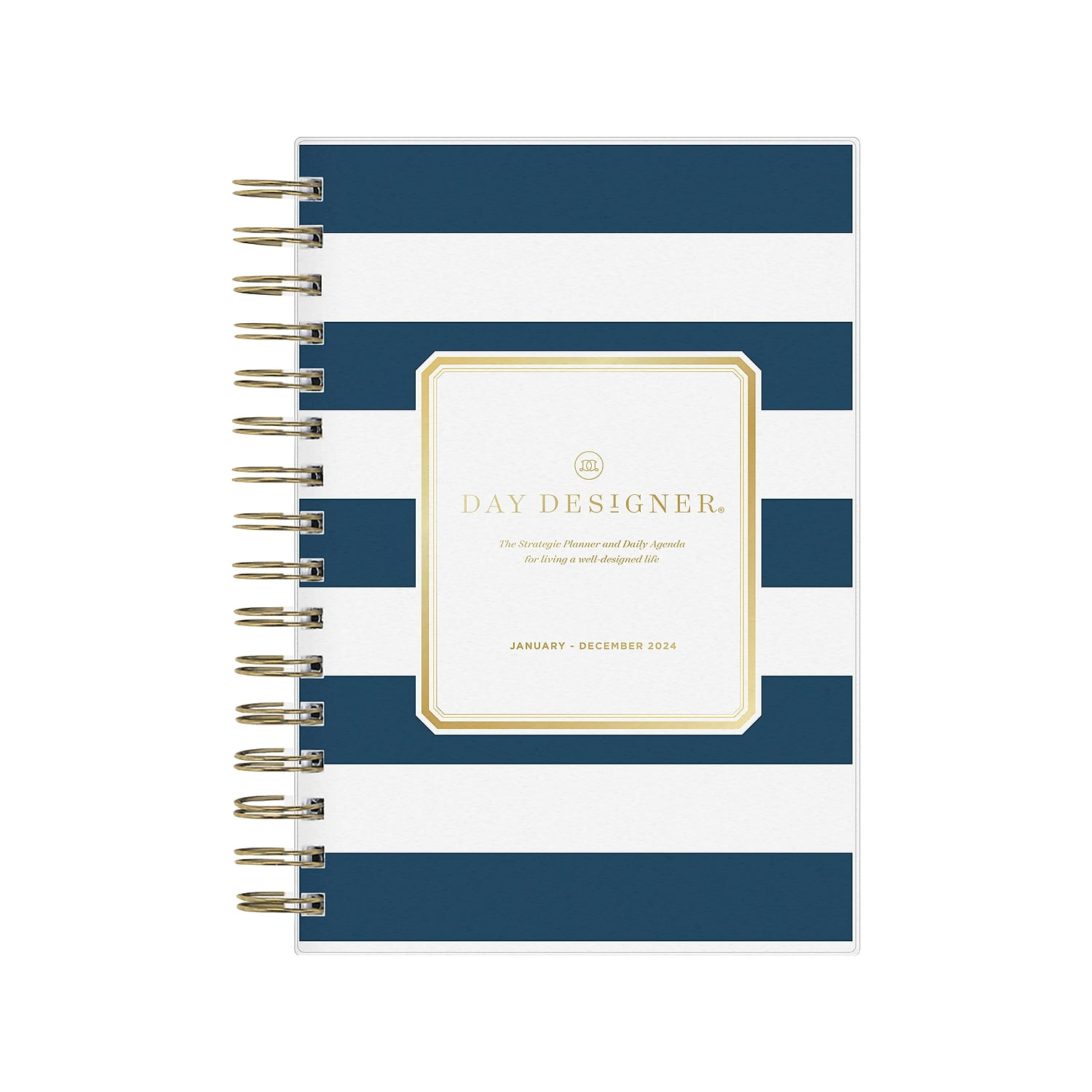 2024 Blue Sky Day Designer Rugby Stripe 5 x 8 Daily & Monthly Planner  White/Blue (103623-24) 