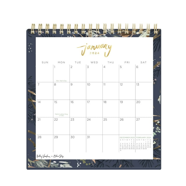 2024 Blue Sky™ Kelly Ventura Meadow Monthly Desk Calendar With Stand, 6
