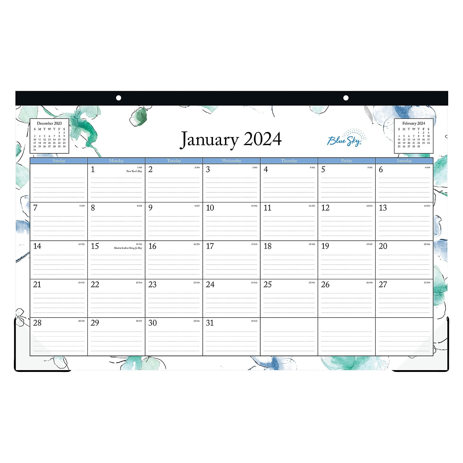 2024 Blue Sky™ Lindley Monthly Desk Pad Calendar, 17" x 11", January to