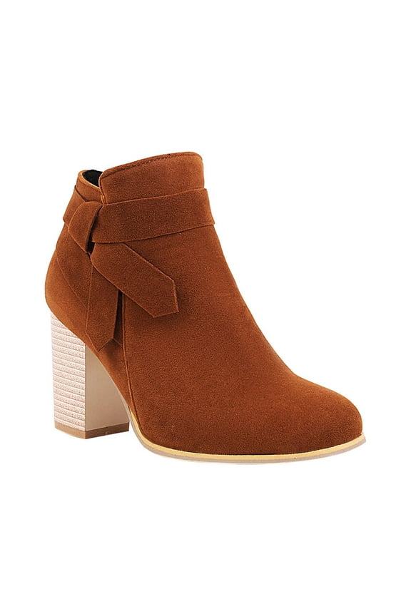 2024 Boots for Women Ankle Booties for Girls Vintage Fashion Solid Color Frosted Pointed Wood Grain Short Barrel High Heel Knight Short Boots Brown 6