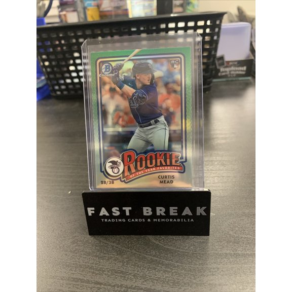 2024 Bowman Chrome Curtis Mead ROY-10 Chrome Rookie Insert Tampa Bay Rays Baseball Card