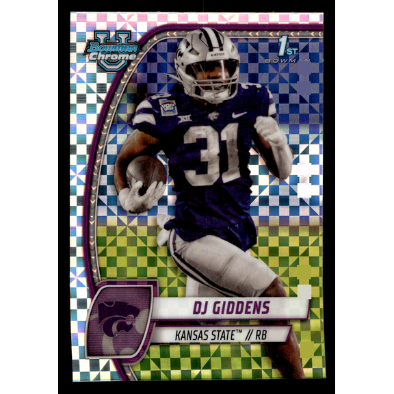 2024 Bowman Chrome University DJ Giddens Football Trading Card #33 X-Fractor Kansas State Wildcats NCAA