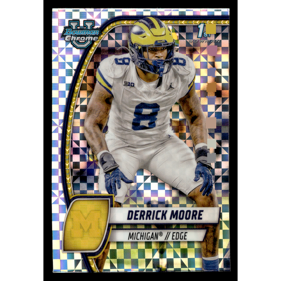 2024 Bowman Chrome University Derrick Moore #59 X-Fractor 1st Bowman