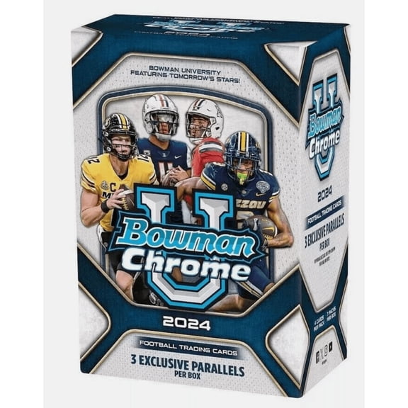 2024 Bowman Chrome University Football Factory Sealed Blaster Box 7 Packs
