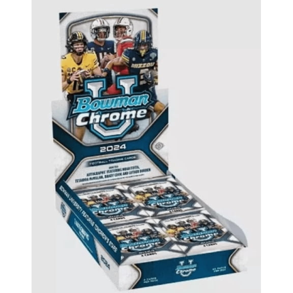 2024 Bowman Chrome University Football Factory Sealed Hobby Box 2 Auto