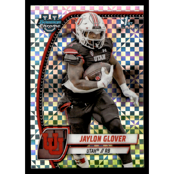 2024 Bowman Chrome University Jaylon Glover #97 X-Fractor Trading Card Utah Utes NCAA Football