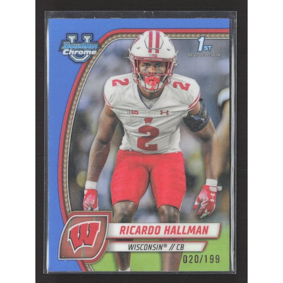 2024 Bowman Chrome University Ricardo Hallman #152 Blue Refractor 1st Bowman