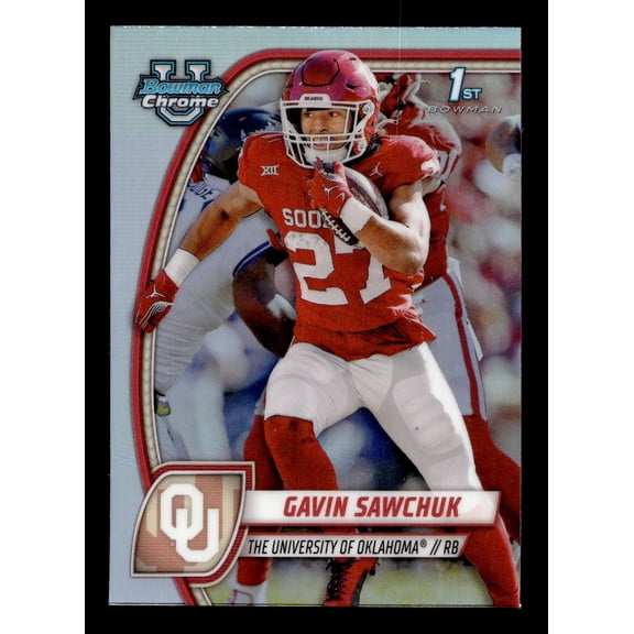 2024 Bowman Gavin Sawchuk #78 Chrome Refractor Rookie Trading Card Oklahoma Sooners NCAA Short Print Insert