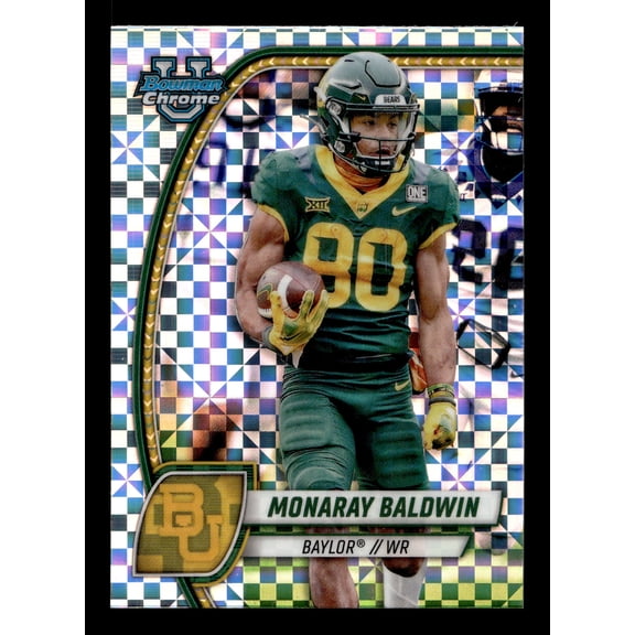 2024 Bowman Monaray Baldwin #163 X-Fractor Limited Edition Short Print Parallel/Variety Rookie Exclusive Insert Baylor Bears NCAA Football Card