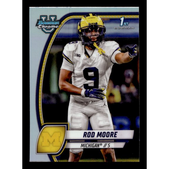 2024 Bowman Rod Moore #31 Chrome Refractor NCAA Football Trading Card Rookie Short Print Michigan Wolverines