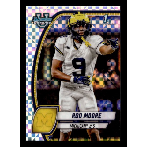 2024 Bowman Rod Moore #31 X-Fractor Limited Edition Short Print Parallel/Variety Rookie Exclusive Insert Michigan Wolverines NCAA Football Card