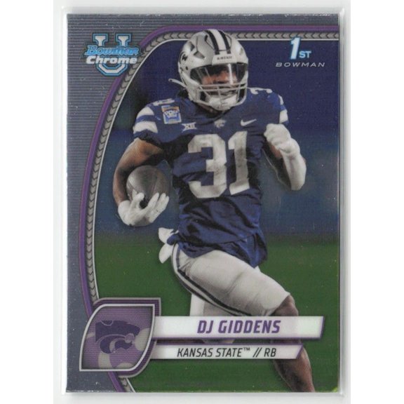 2024 Bowman University Chrome DJ Giddens #33 Kansas State Wildcats Football Card