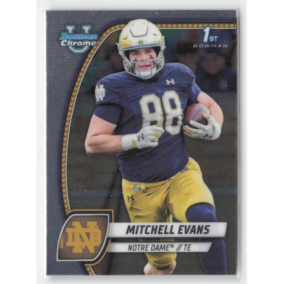 2024 Bowman University Chrome Near Mint Football Card Notre Dame Mitchell Evans #132