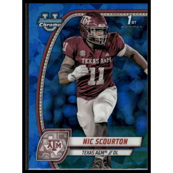 2024 Bowman University Chrome Sapphire Football Card Nic Scourton #137 Texas A&M