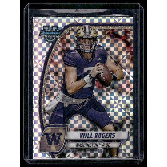 2024 Bowman University Chrome X-Fractor Will Rogers #185 Washington Huskies Football Card