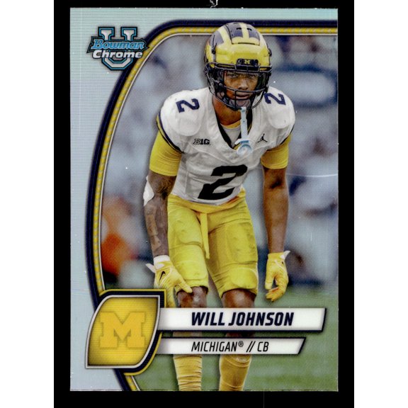 2024 Bowman Will Johnson #183 Chrome Refractor Rookie Football Trading Card Michigan Wolverines SP Insert