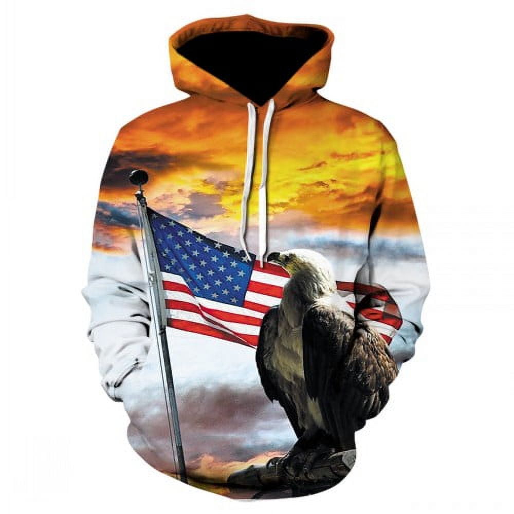 2024 Brand 3D Print Fun Design Usa Flag Hoodie Fashion Men's And Women