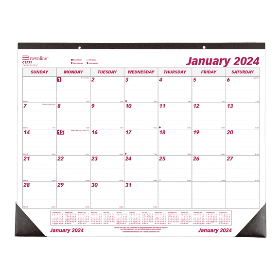 2024 Brownline® Monthly Desk Pad Calendar, 22" x 17", January To December 2024 , C1731