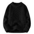thumbnail image 1 of 2024 Cable Knit Sweater Men's Casual Vintage Chunky Solid Sweaters Crew Neck Knitted Long Sleeve Pullover Tops for Unisex, 1 of 5