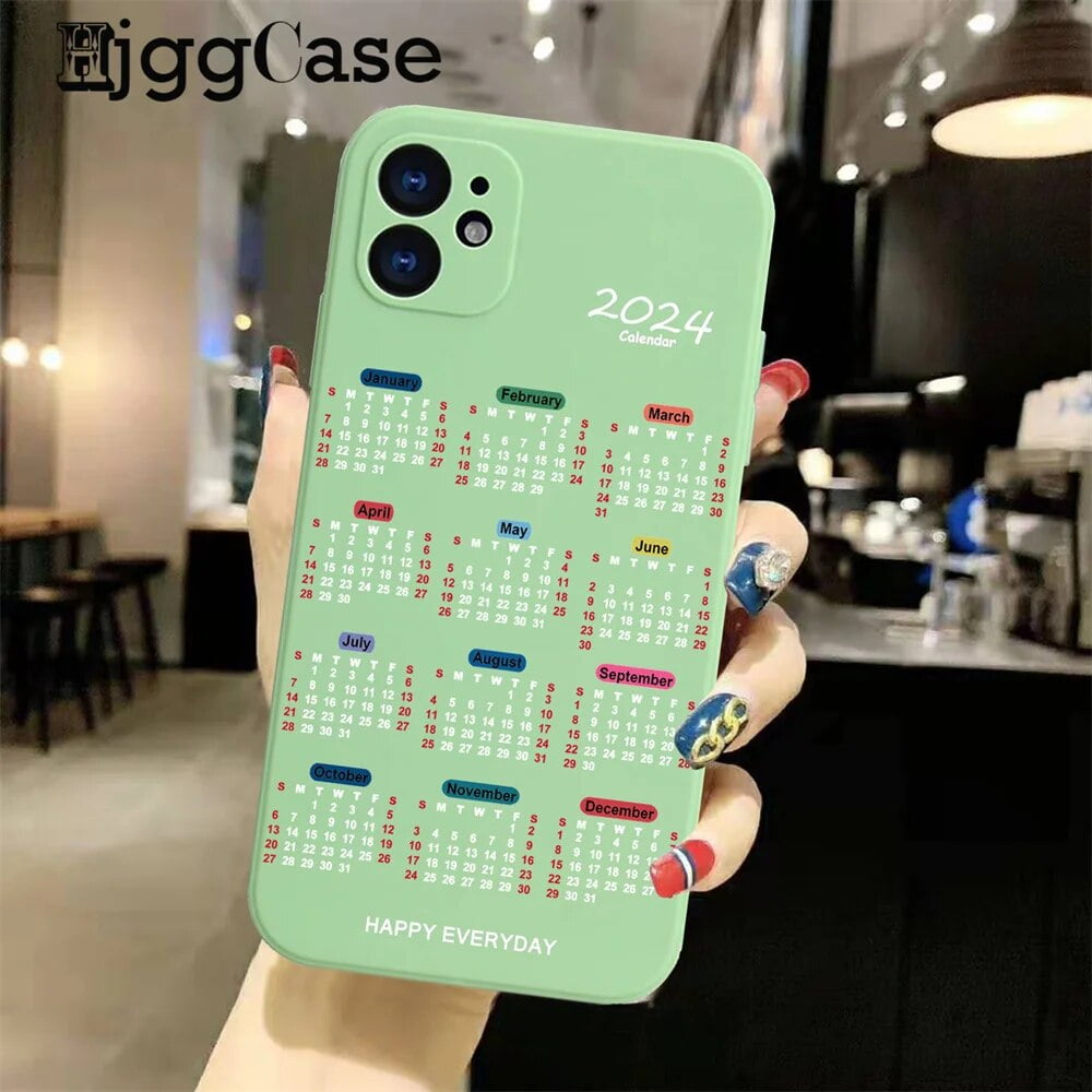 2024 Calendar Candy color Phone Case For iPhone 11 12 13 14 15 Pro Max