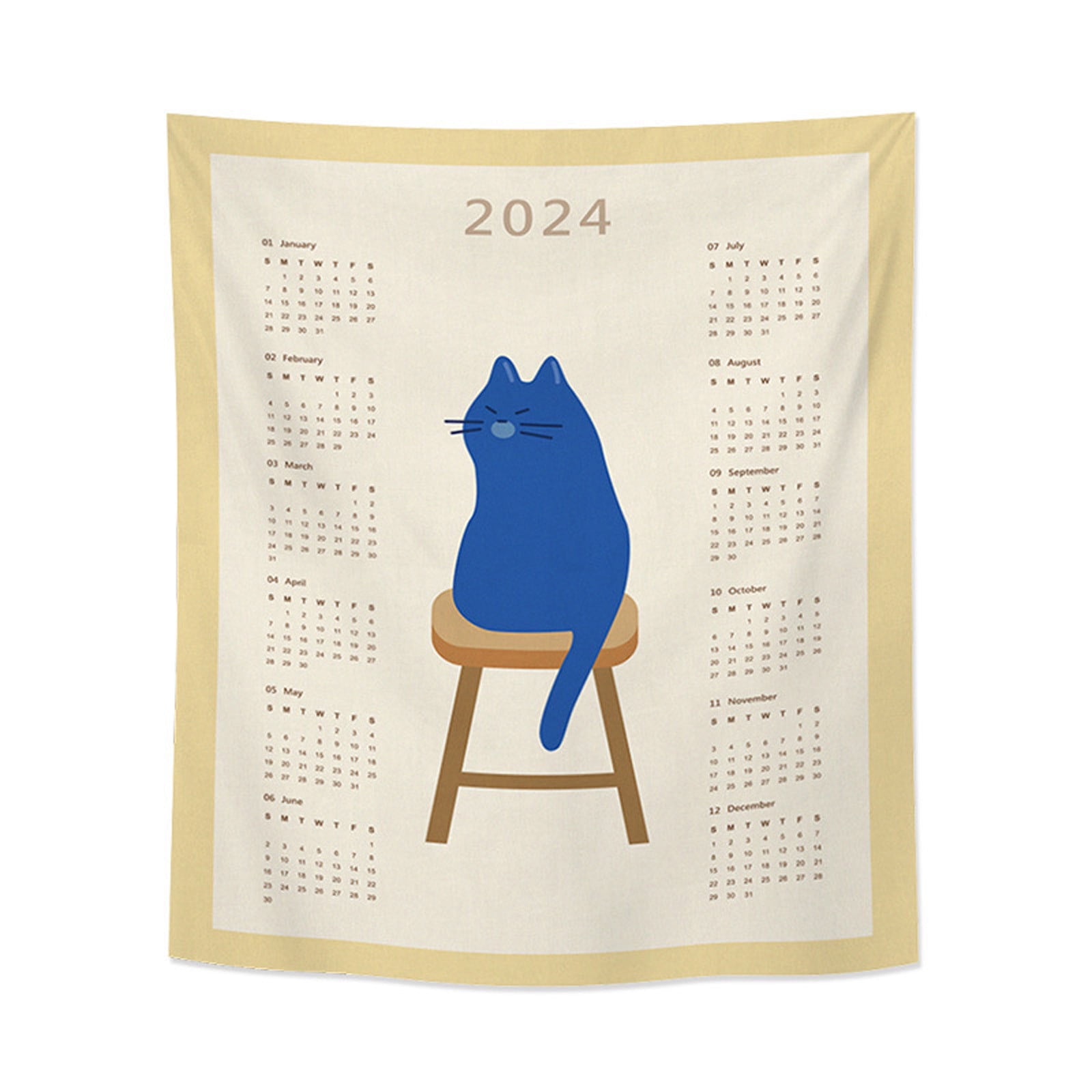 2024 Calendar Hanging Cloth Background Cloth Bedroom Wall Decoration