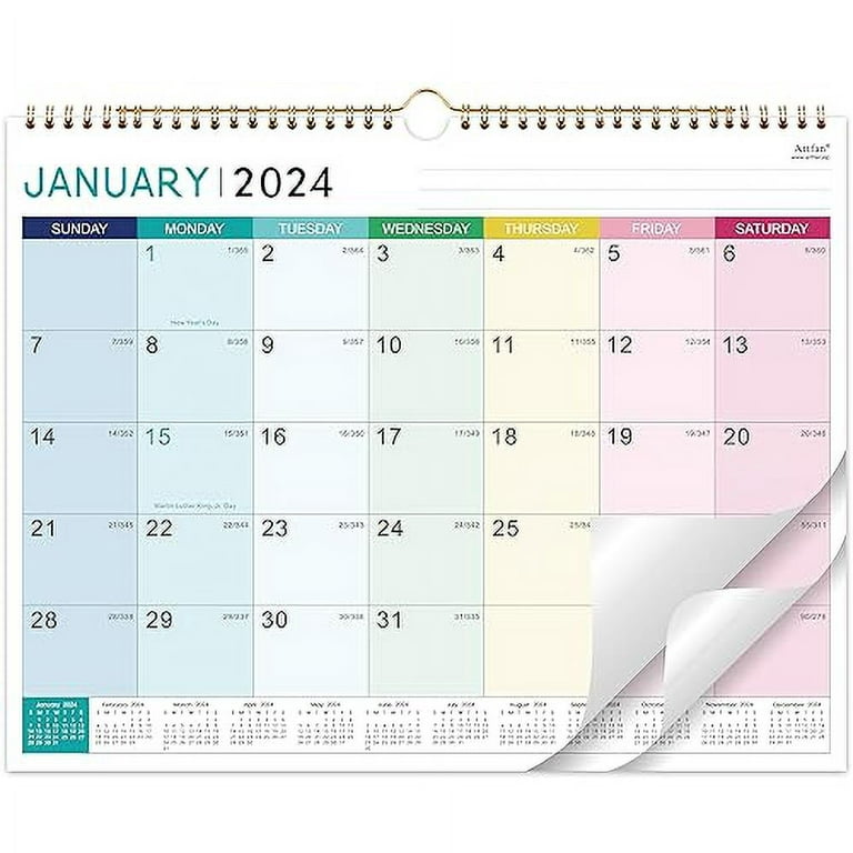 2024 Wall Calendar - Jan 2024 - Dec 2024, 12 Monthly Hanging Calendar 2024  Planner, 15 x 11.5, Spiral Binding, Yearly Overview, Holidays, Large