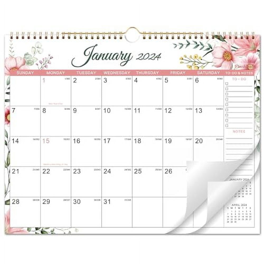 2024 Calendar - 2024 Wall Calendar, Jan. 2024 - Dec. 2024, 14.8 2024-calendar-2024-wall-calendar-jan-2024-dec-2024-14-8-x-11-5-12-monthly-wall-calendar-2024-twin-wire-binding-hanging-hook-thick-paper-julian-dates-pink-flower-walmart-com