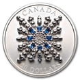 thumbnail image 1 of 2024 Canada Silver $20 Sapphire Jubilee Snowflake Brooch, 1 of 4