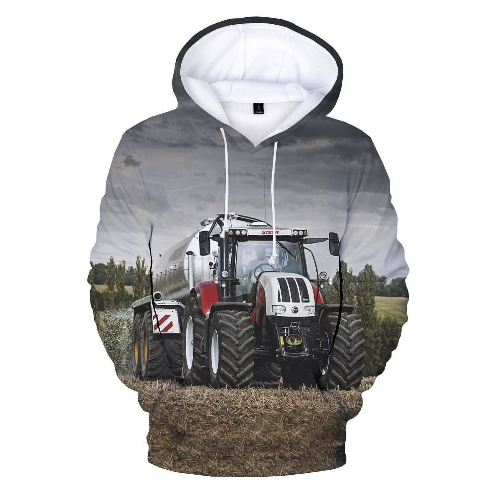 Funny Tractor Pattern Hoodie - 3D Print Unisex Long Sleeve Sweatshirt, Asian Size (Runs Small) - View #10