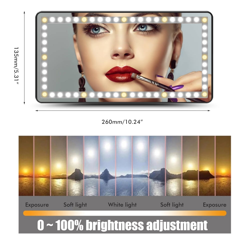 2024 Car Visor Vanity Mirror Car Makeup Mirror with LED Lights 3 Light Mode Dimmable