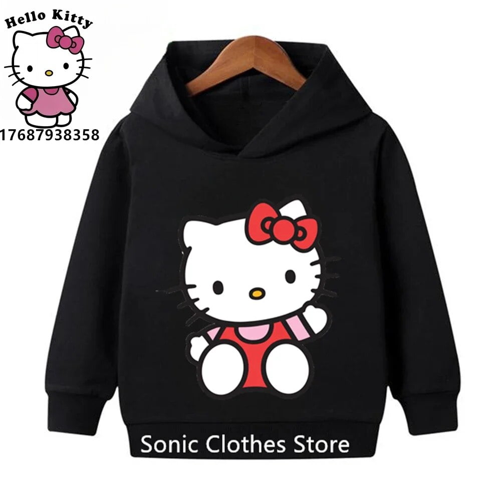 2024 Cartoon Girls Hello Kitty Hoodies Kawaii Graphic Streetwear Funny ...