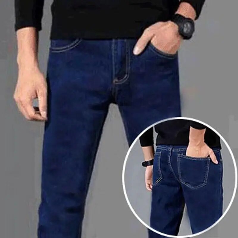 2024 Casual Denim Jeans for Men Slim Fit Pencil Pants with Thickened ...