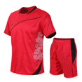 thumbnail image 1 of 2024 Casual Sport Set for Mens Two Piece Suit Solid O-Neck Short Sleeve Fit Tee Shirts Short Sweatpants Set, 1 of 8