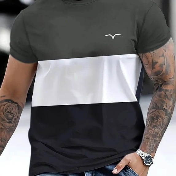 2024 Casual Striped T Shirt For Mens Short Sleeve Tops Oversized T-Shirts O-Neck Pullover Street Men's Shirts Tee Summer Apparel