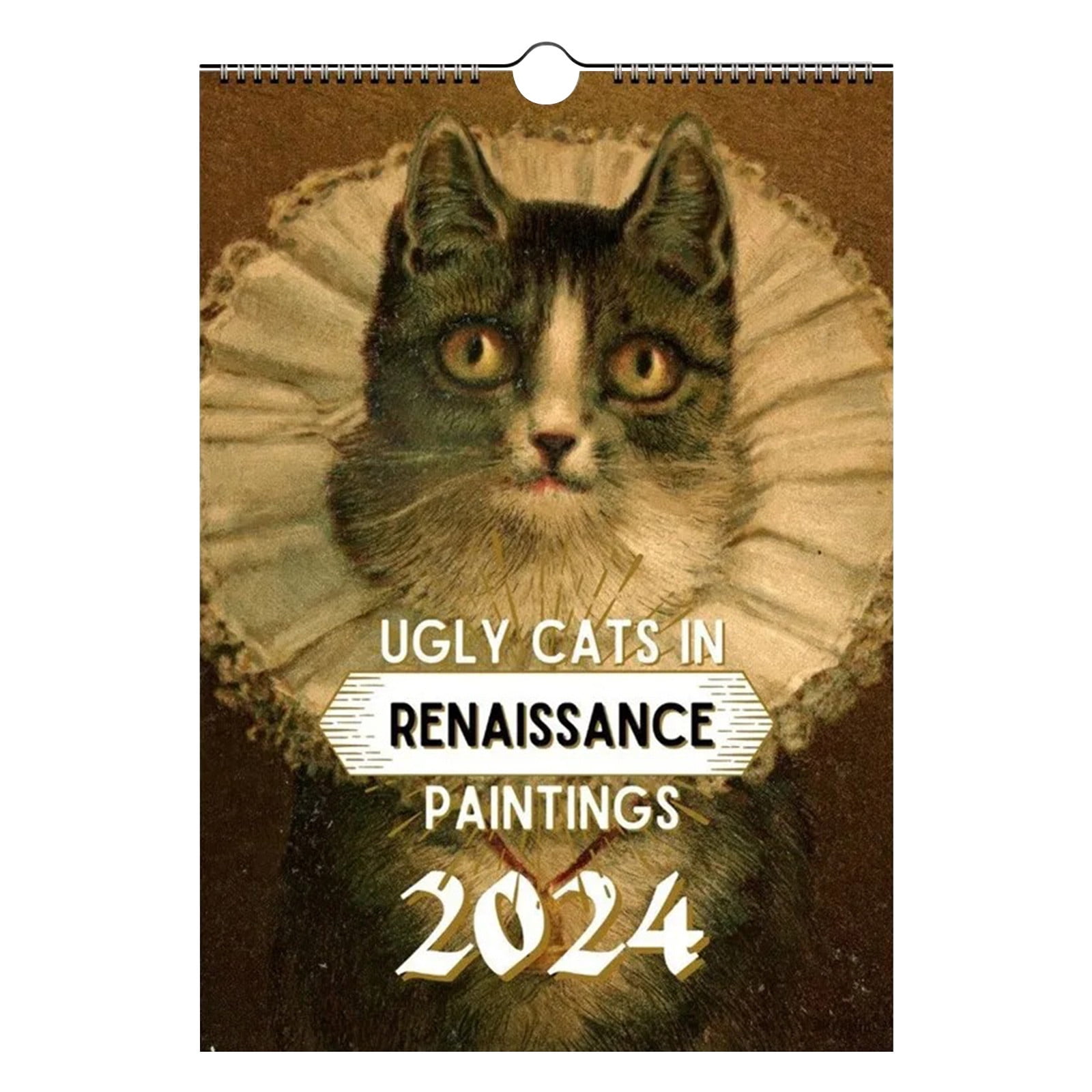 2024 Cat Wall Calendar,Funny Renaissance Cat Calendar,Hanging Wall