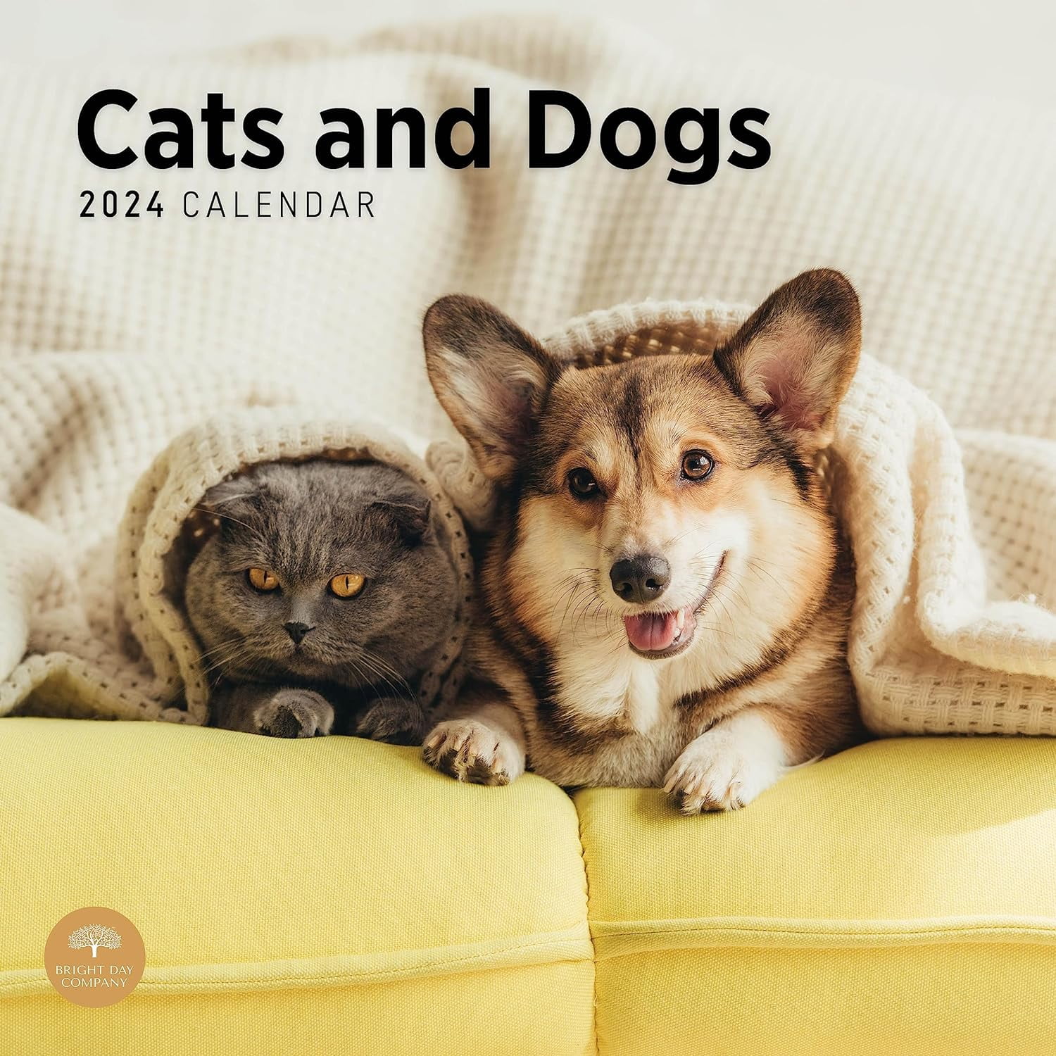 2024 cats and dogs monthly wall calendar by bright day, 12 x 12 inch cute  dog breed gift - walmart.com