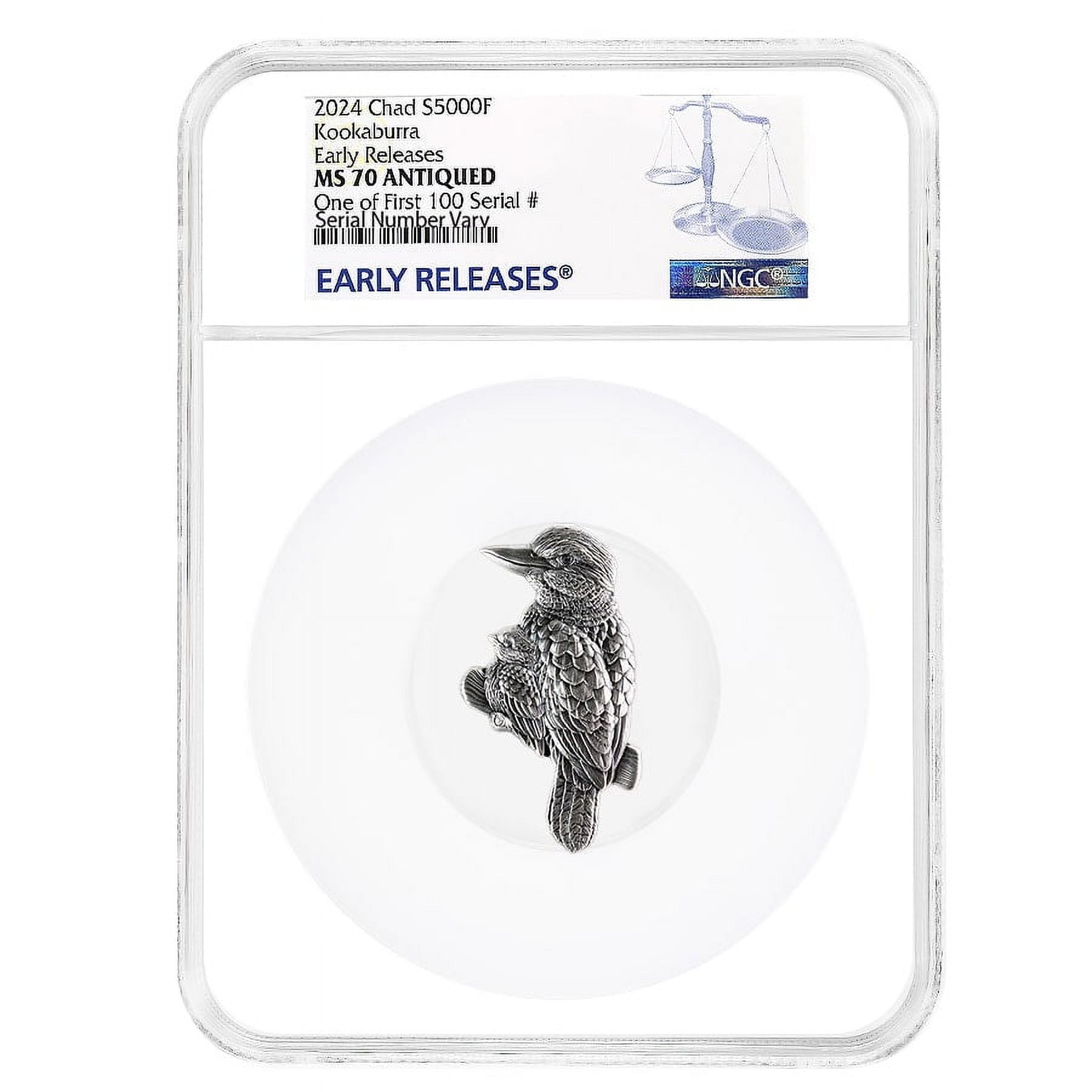 2024 Chad 1 oz Silver Kookaburra Shaped Coin NGC MS 70 ER One of