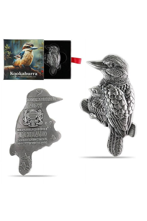 2024 Chad 1 oz Silver Kookaburra Shaped High Relief Coin .999 Fine