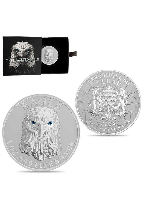 2024 Chad 1 oz Silver Multifaceted American Eagle Ultra High Relief Coin .999 Fine